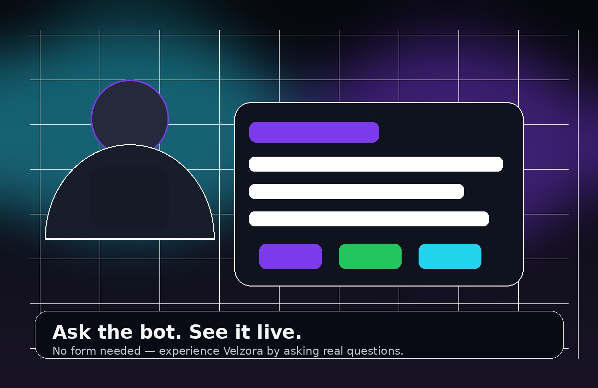 Person asking Velzora bot questions